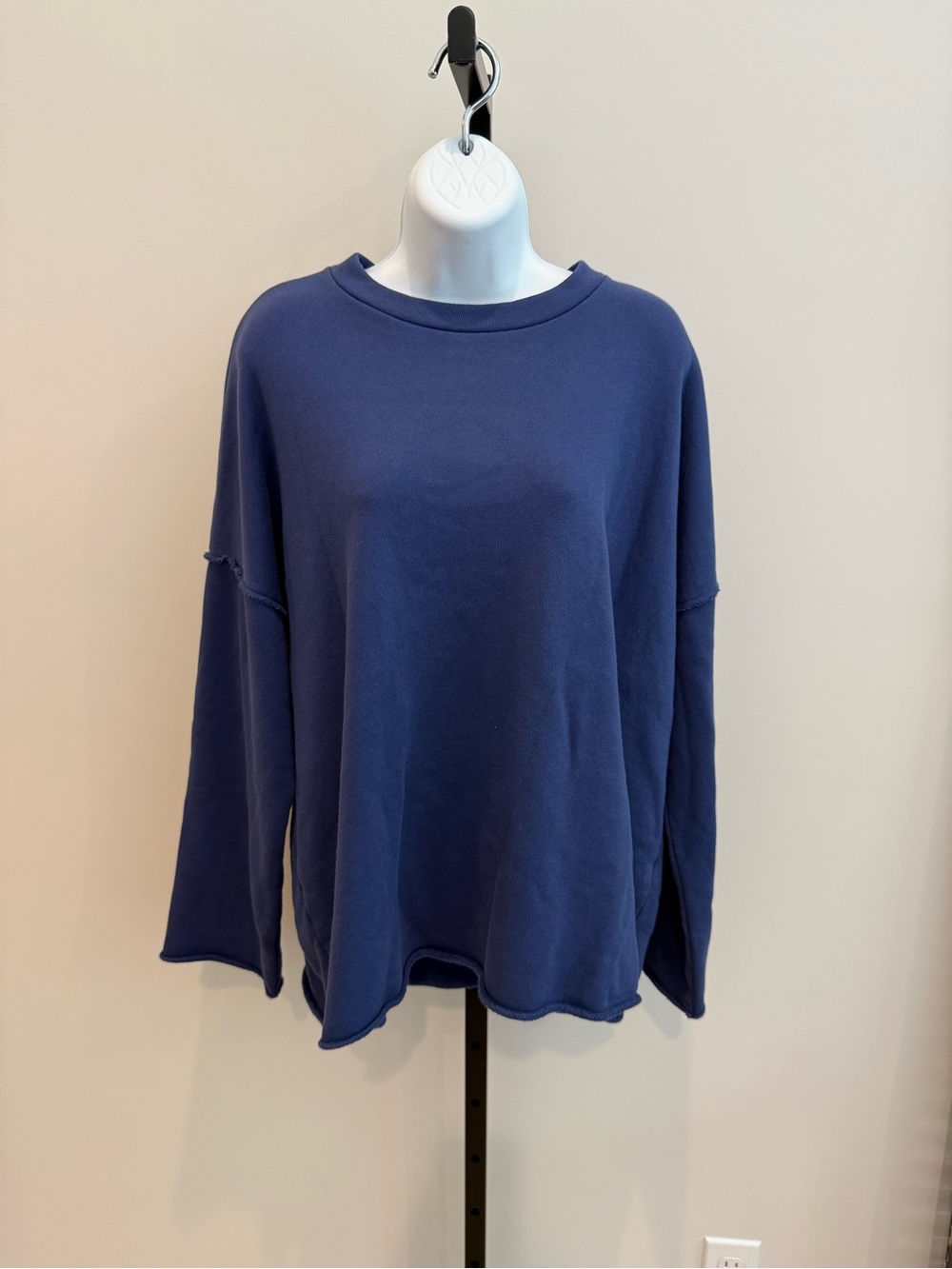 Eileen Fisher Classic Women's Relaxed Crewneck Sweatshirt with rolled hems Blue